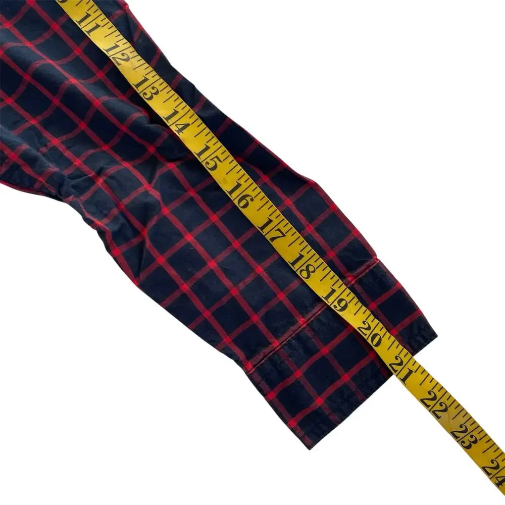 Gymboree Boys Gingham‎ Button Down Collared Shirt Red Blue Size 7/8